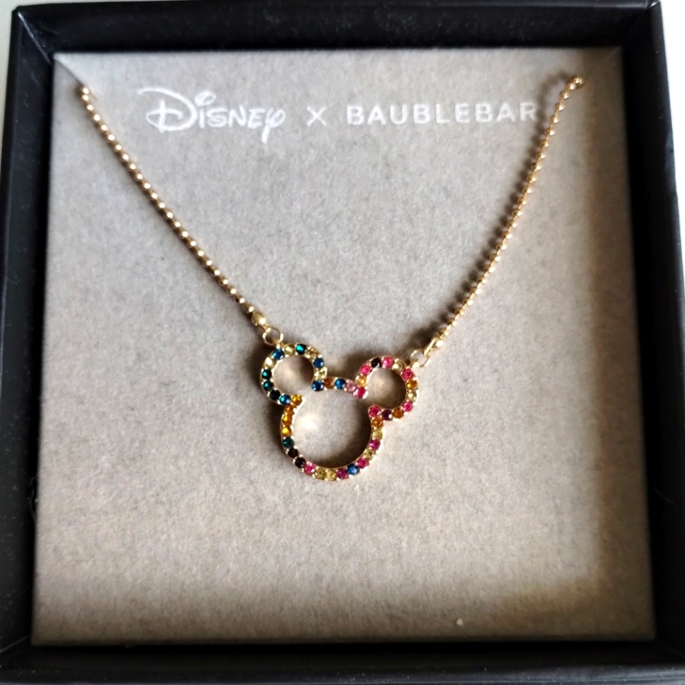Disney x Baublebar Mickey Mouse rainbow rhinestone necklace